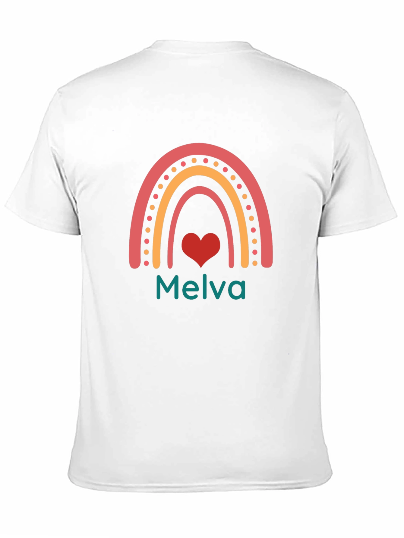 Melva Rainbow Heart Black Tee - Personalized Gift