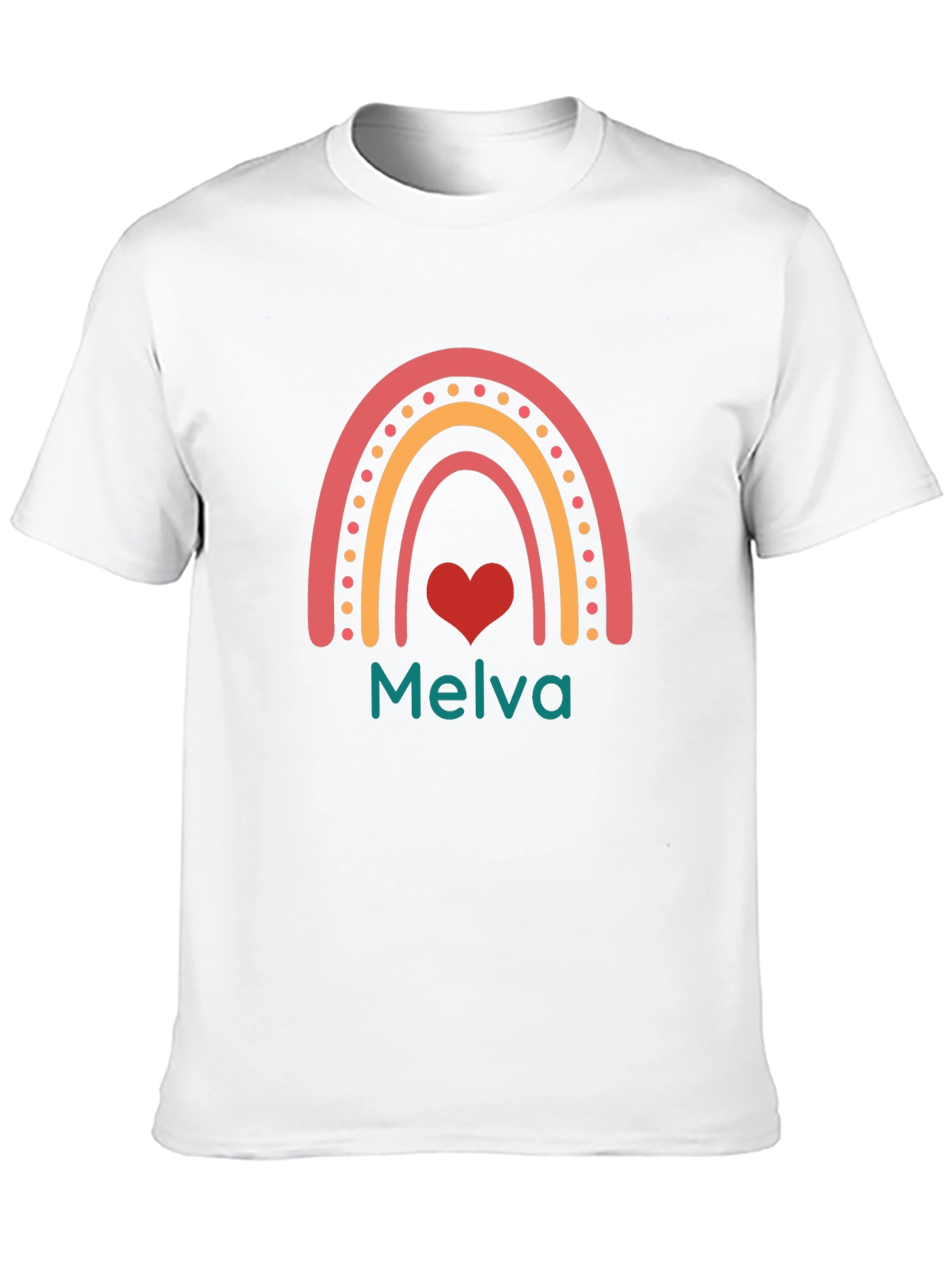 Melva Rainbow Heart Black Tee - Personalized Gift