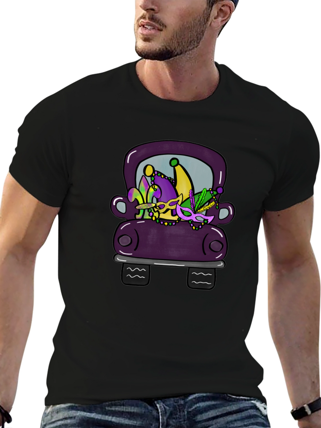Mardi Gras Car Graphic Tee