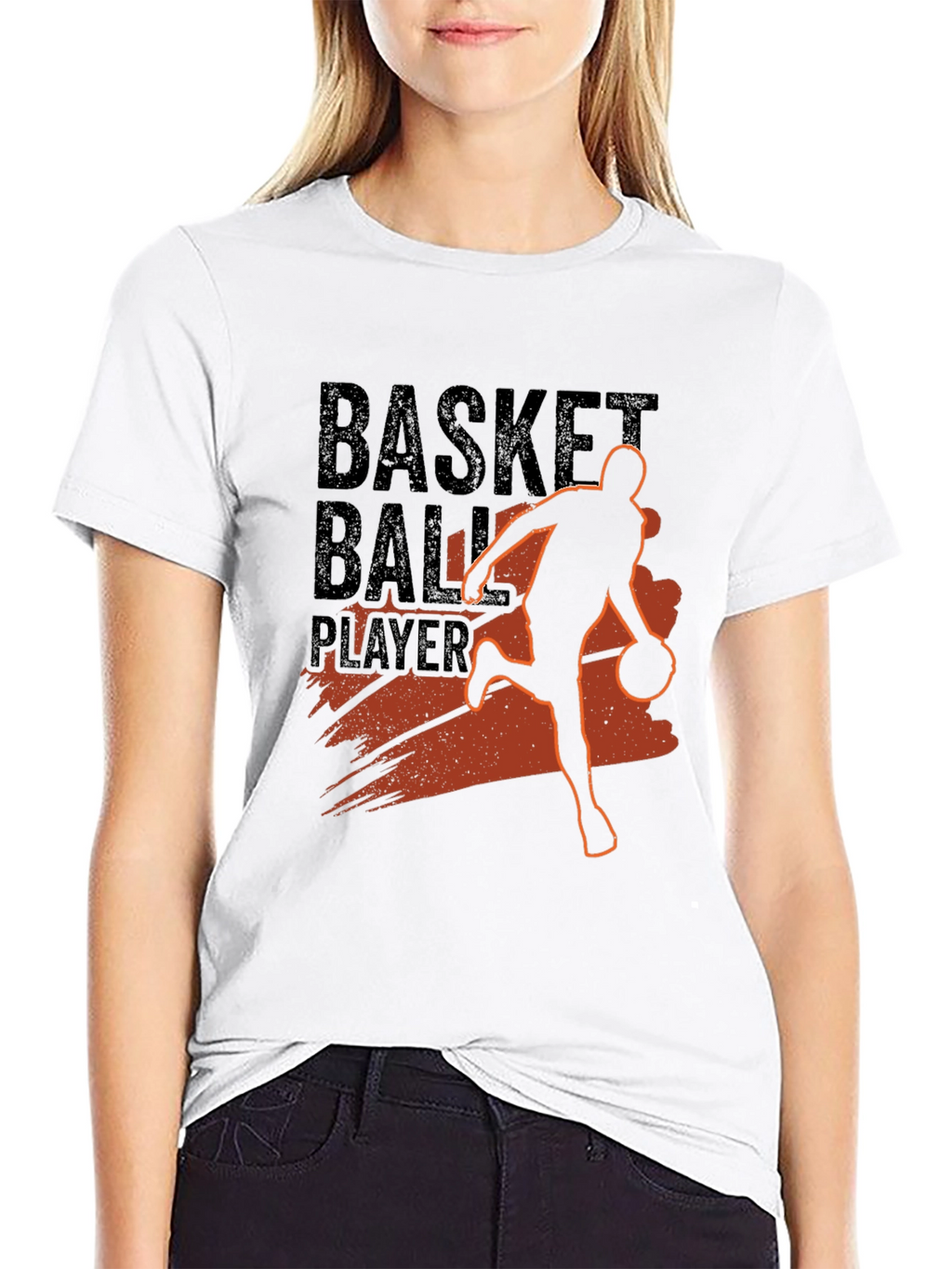 Basketball Player Graphic Print Crew Neck T-Shirt