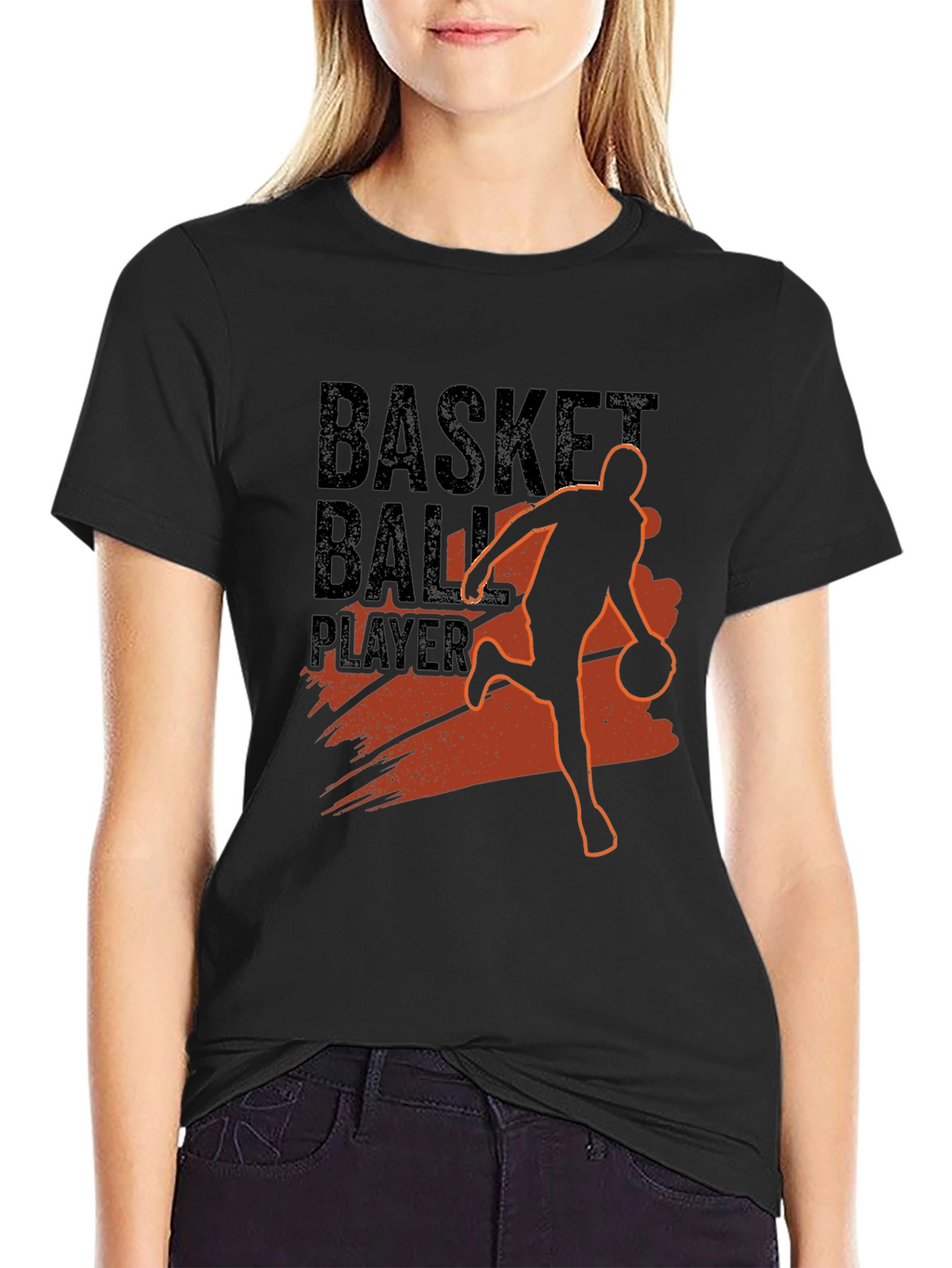 Basketball Player Graphic Print Crew Neck T-Shirt