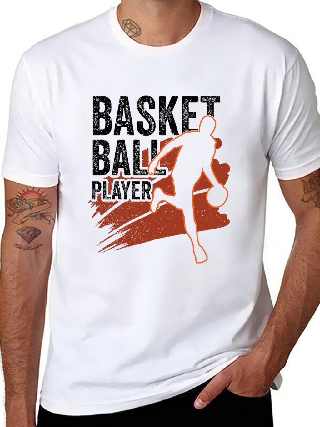 Basketball Player Graphic Print Crew Neck T-Shirt