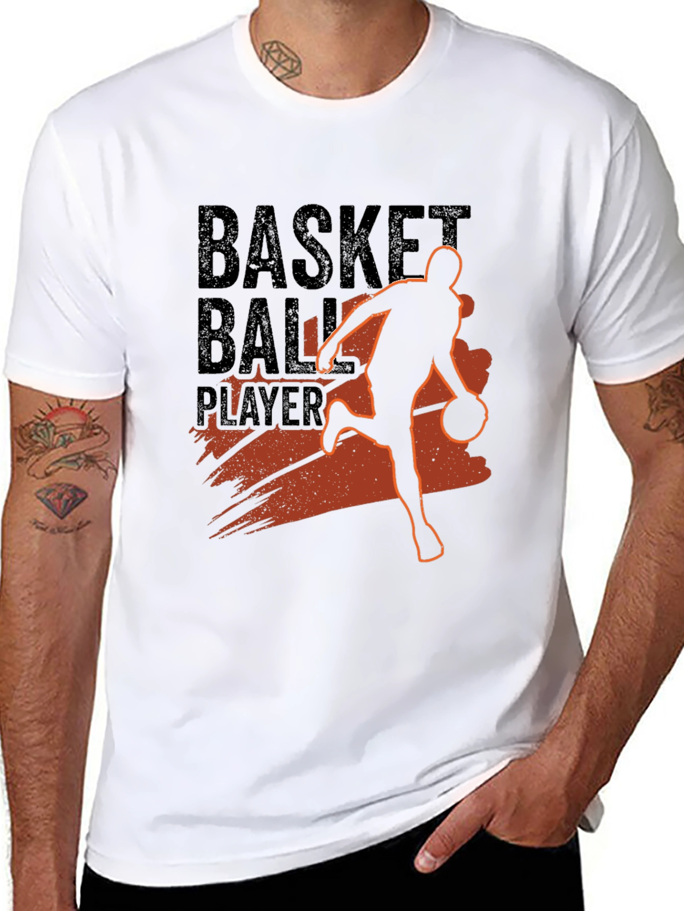 Basketball Player Graphic Print Crew Neck T-Shirt