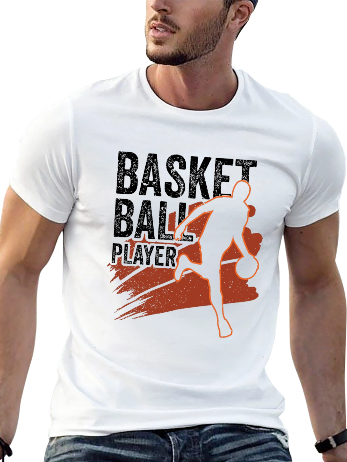 Basketball Player Graphic Print Crew Neck T-Shirt
