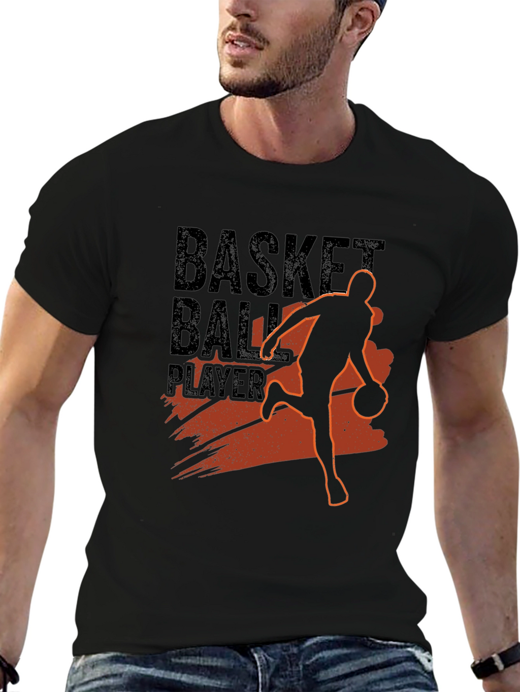 Basketball Player Graphic Print Crew Neck T-Shirt