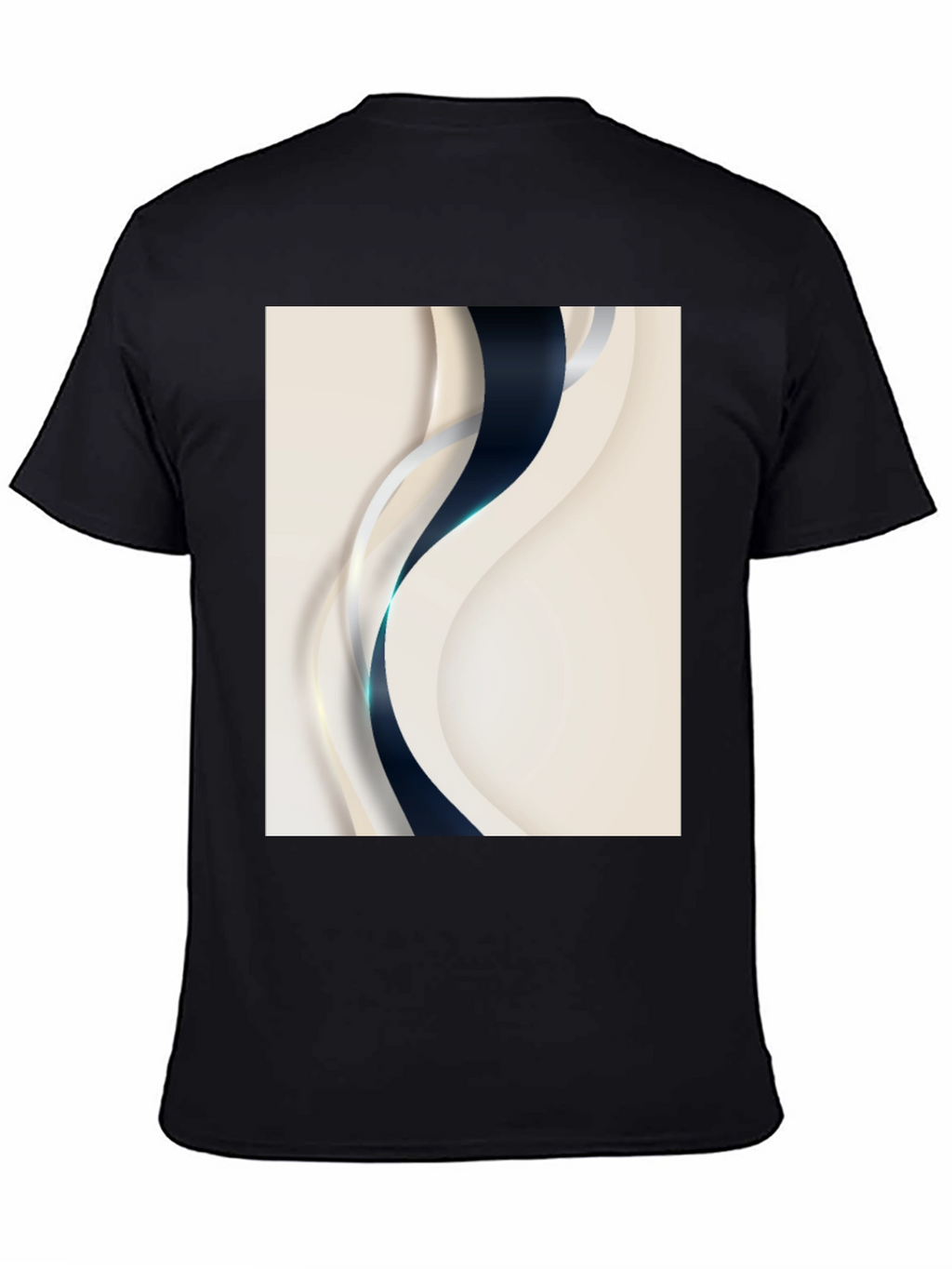 Stylish Black T-Shirt with Abstract Wave Design