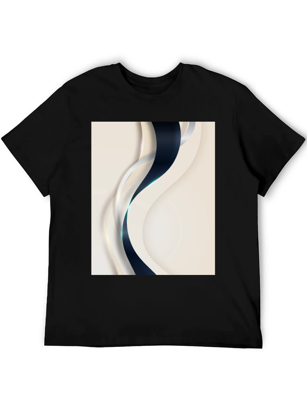 Stylish Black T-Shirt with Abstract Wave Design