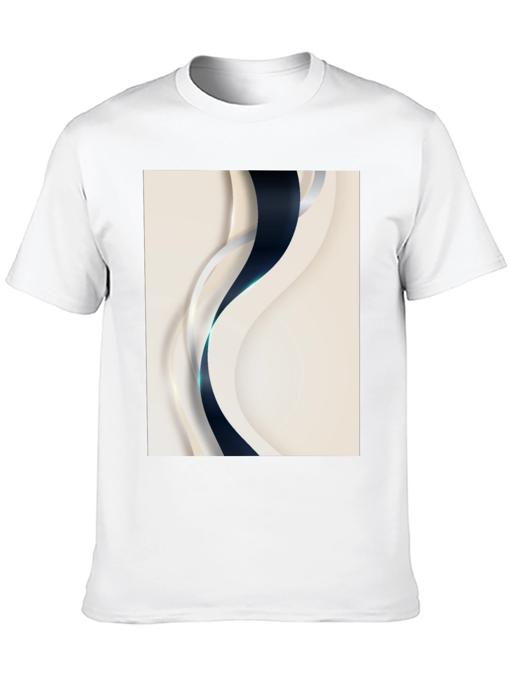 Stylish Black T-Shirt with Abstract Wave Design