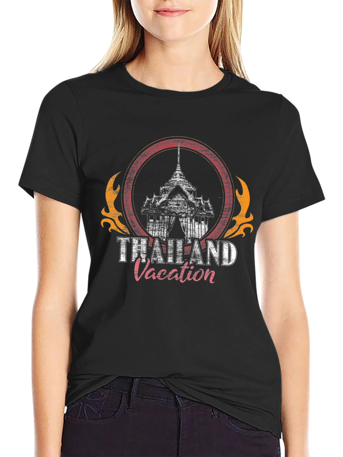 Thailand Vacation Graphic T-Shirt - Black