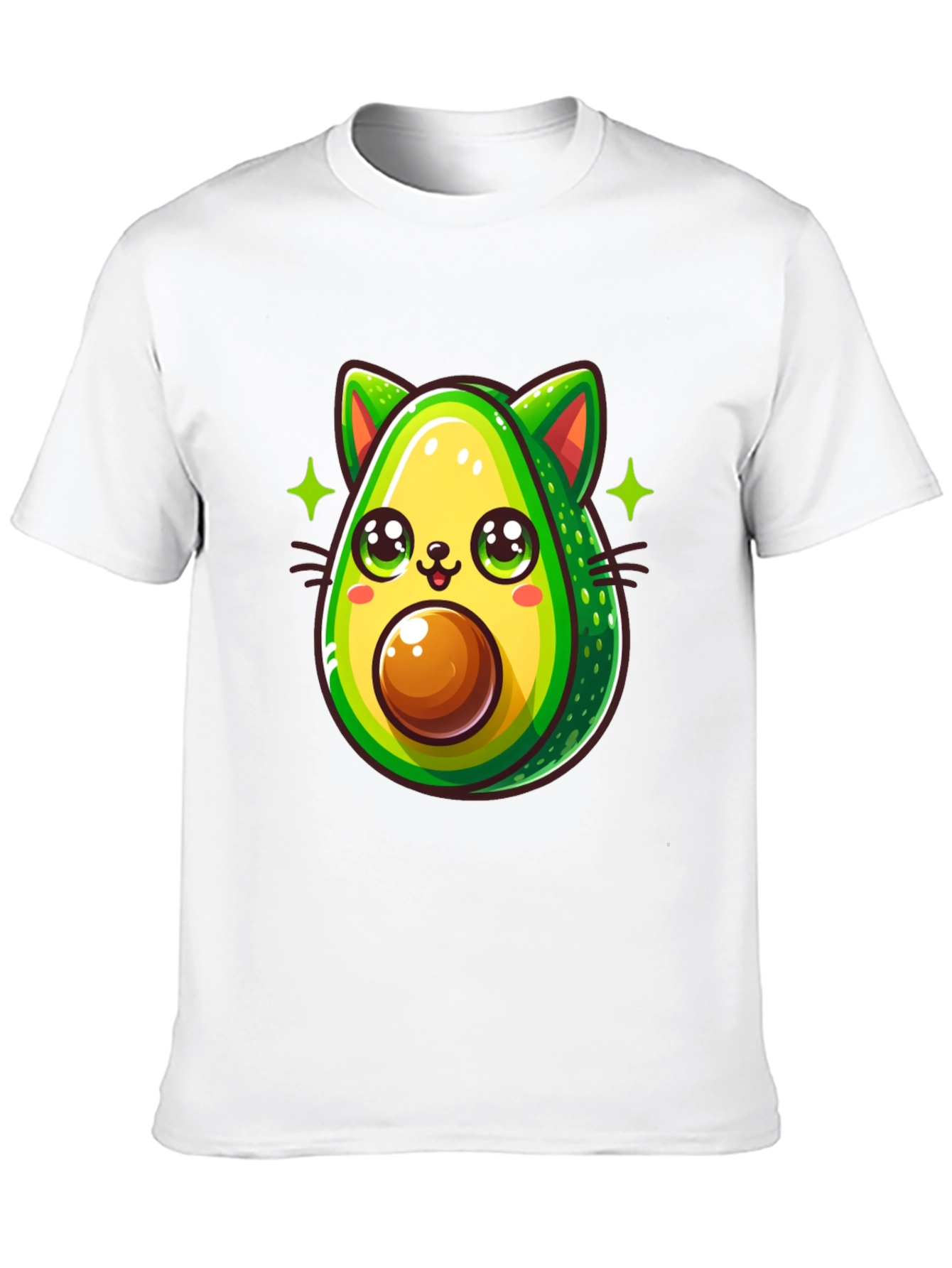Avocado Cat Graphic Tee - Unisex Black T-Shirt