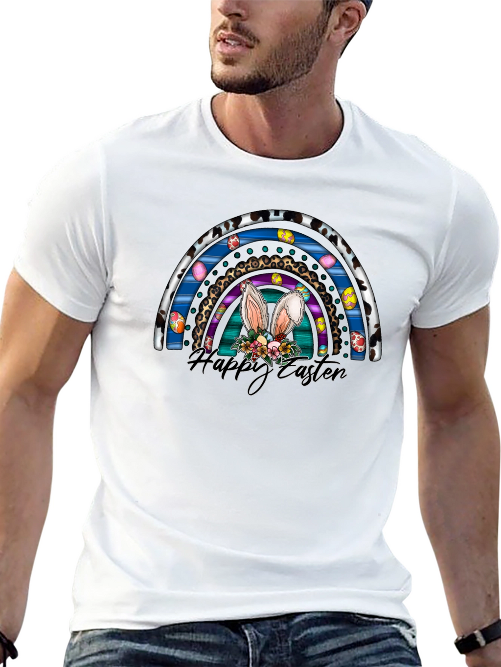 Happy Easter Rainbow Bunny Ears T-Shirt