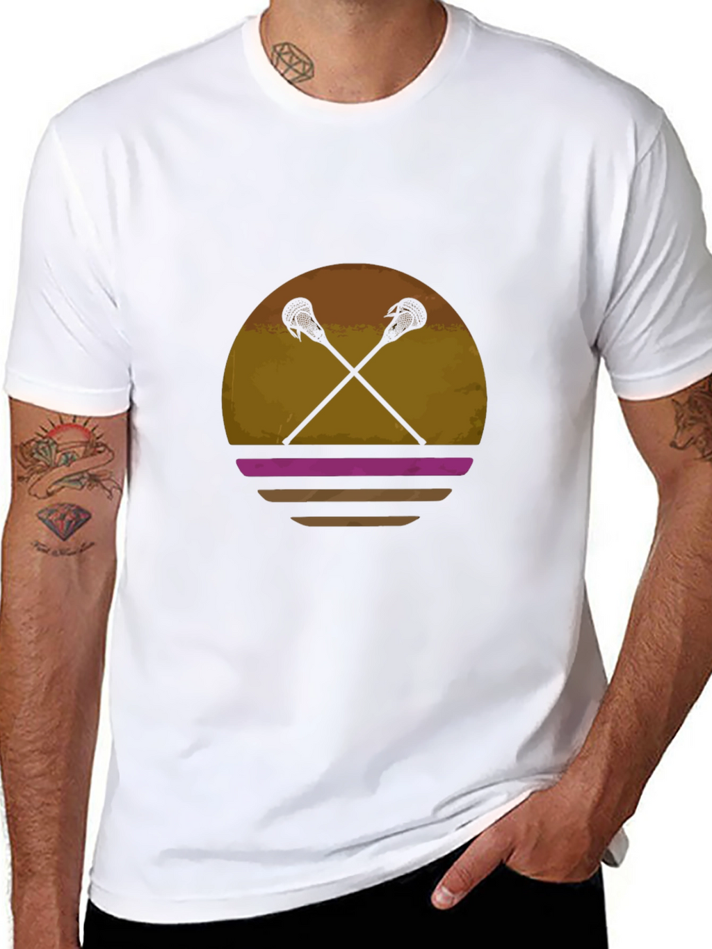 Lacrosse Sticks Sunset T-Shirt - Retro Sport Tee