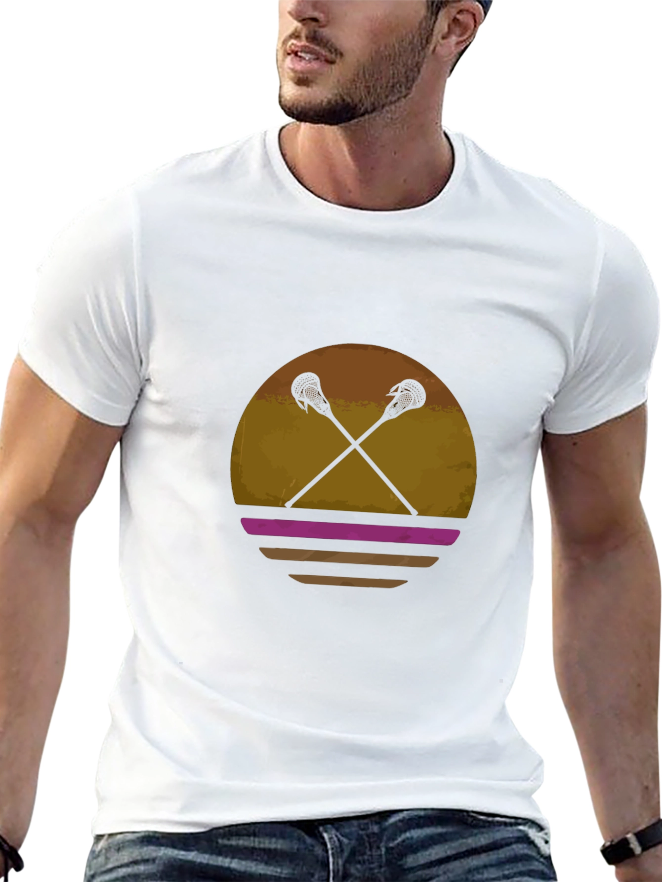 Lacrosse Sticks Sunset T-Shirt - Retro Sport Tee
