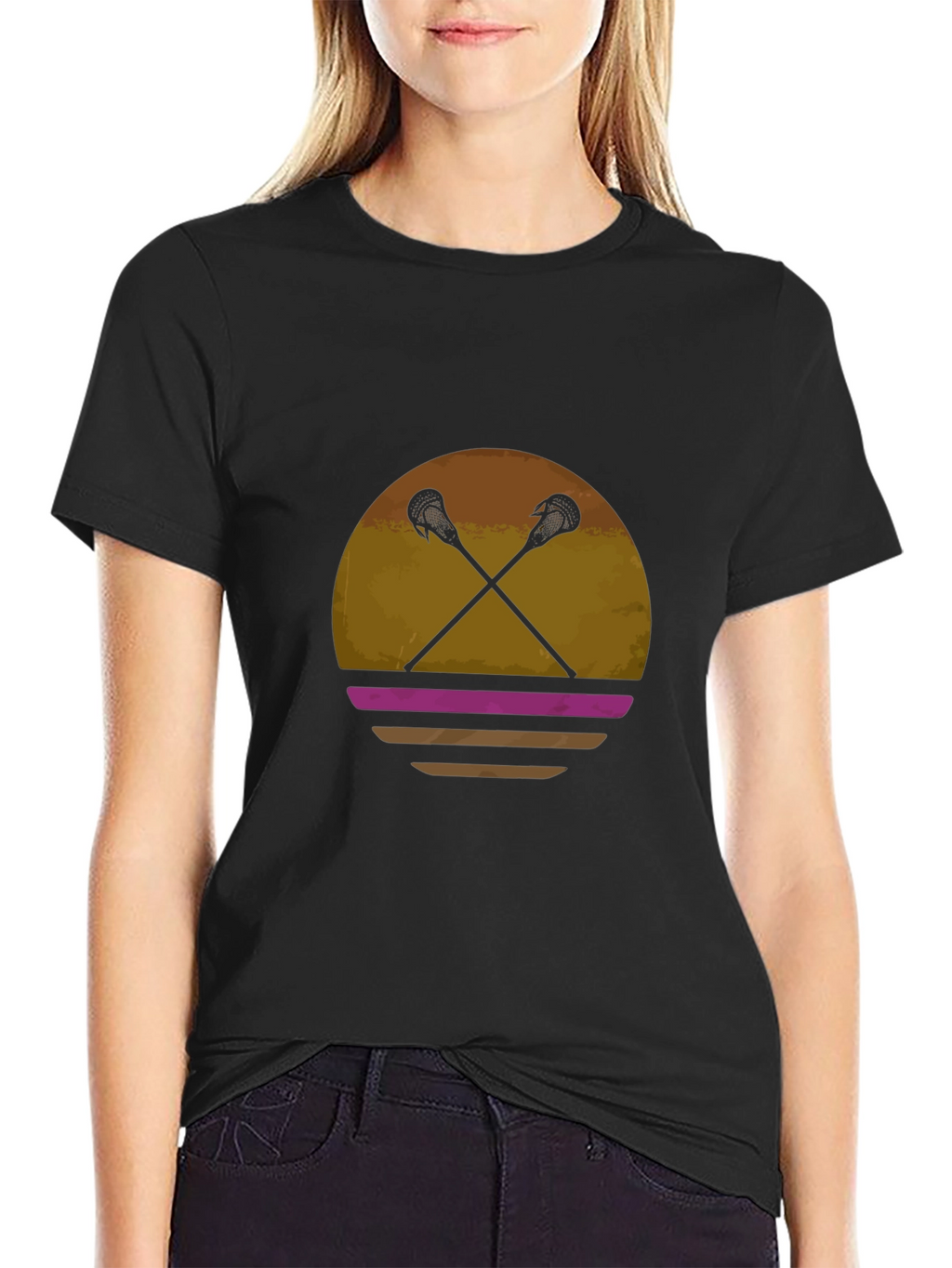 Lacrosse Sticks Sunset T-Shirt - Retro Sport Tee