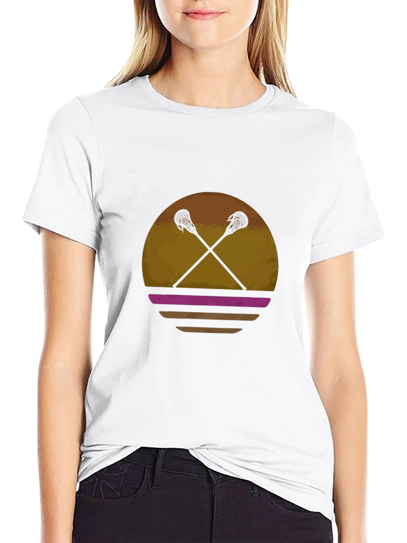 Lacrosse Sticks Sunset T-Shirt - Retro Sport Tee