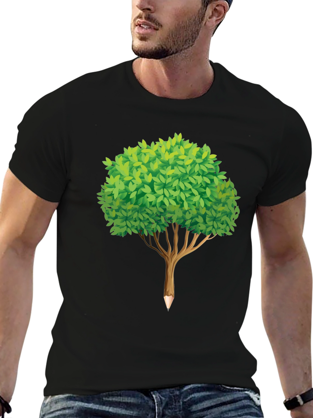 Tree Pencil Black T-Shirt