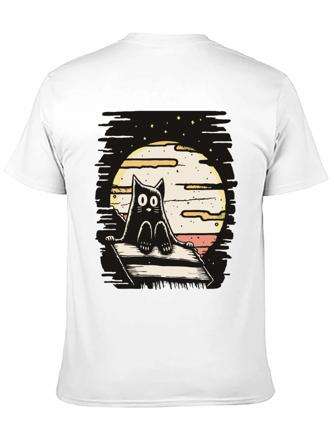 Cat on Deck T-Shirt - Whimsical Design