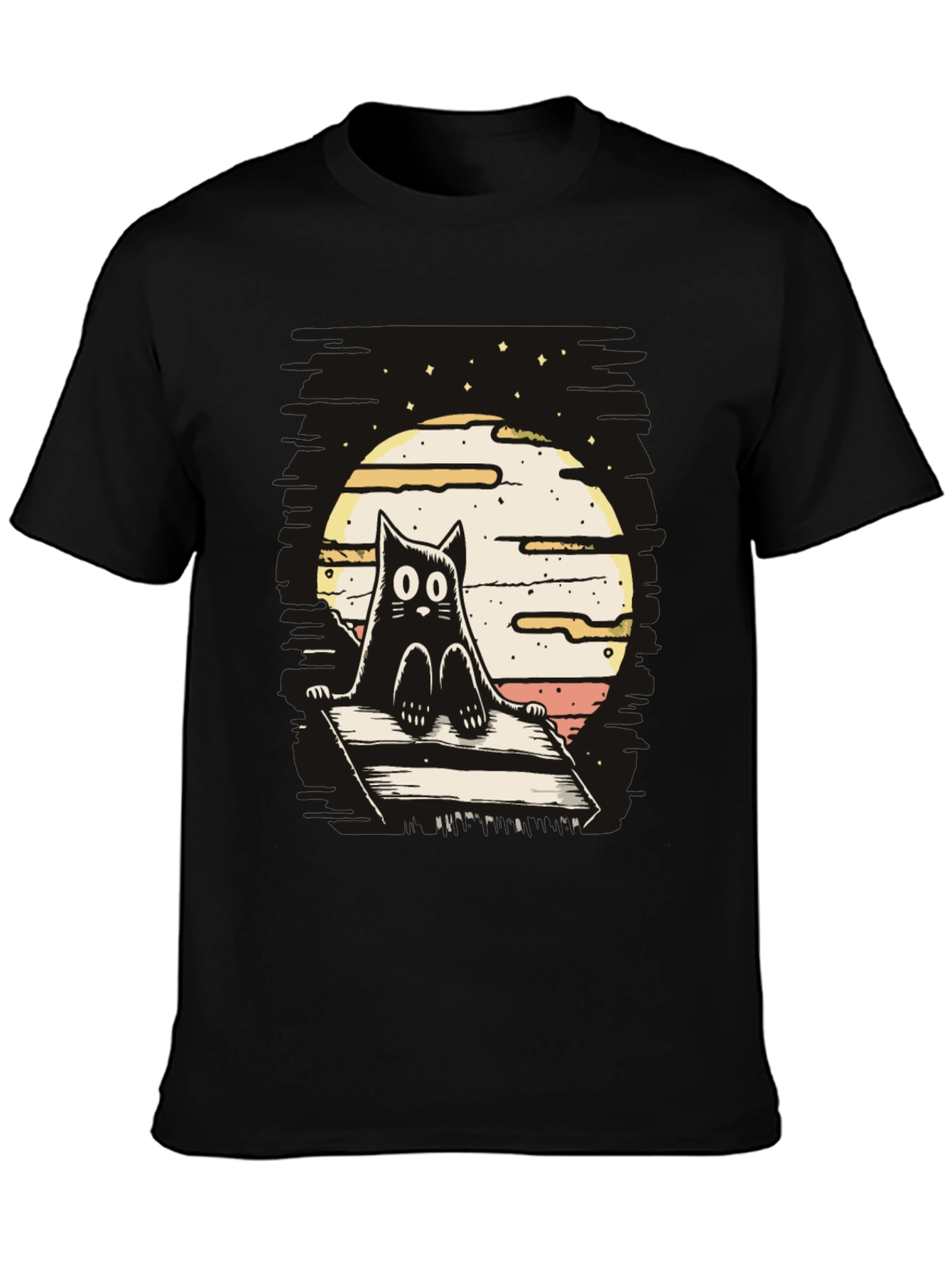 Cat on Deck T-Shirt - Whimsical Design