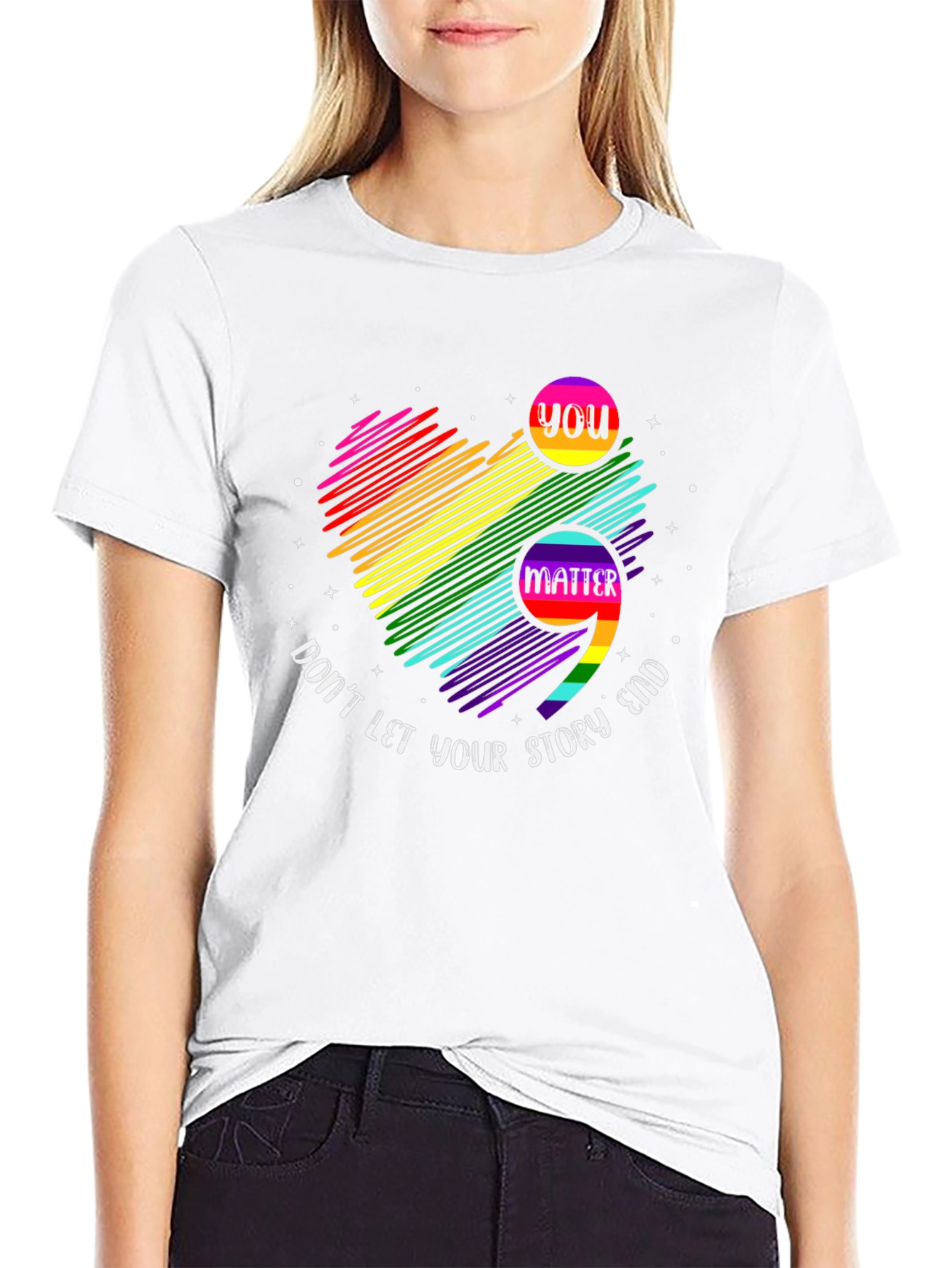 You Matter Rainbow Semicolon Graphic Tee