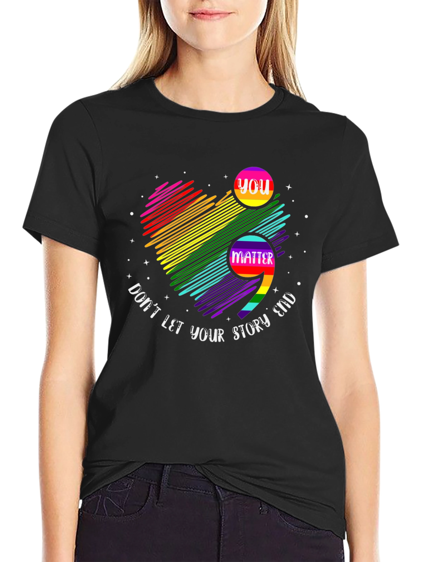 You Matter Rainbow Semicolon Graphic Tee