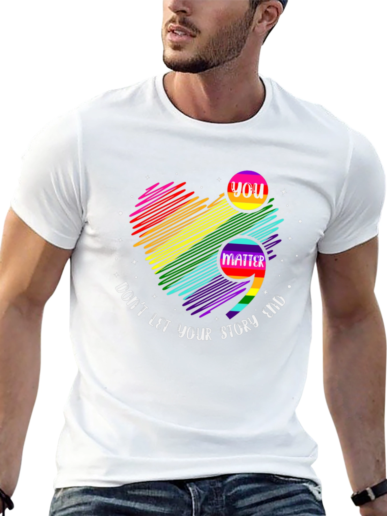 You Matter Rainbow Semicolon Graphic Tee
