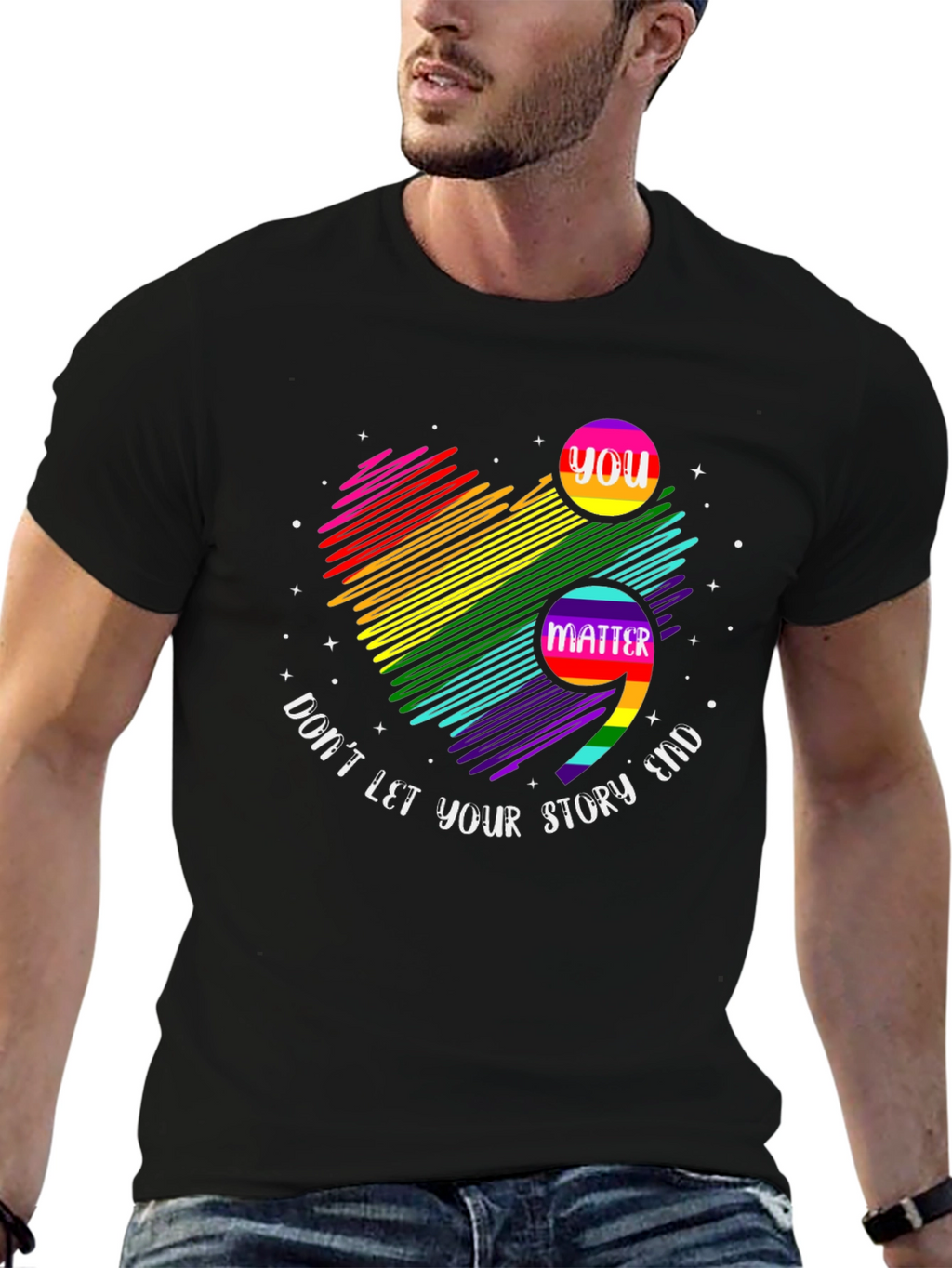 You Matter Rainbow Semicolon Graphic Tee