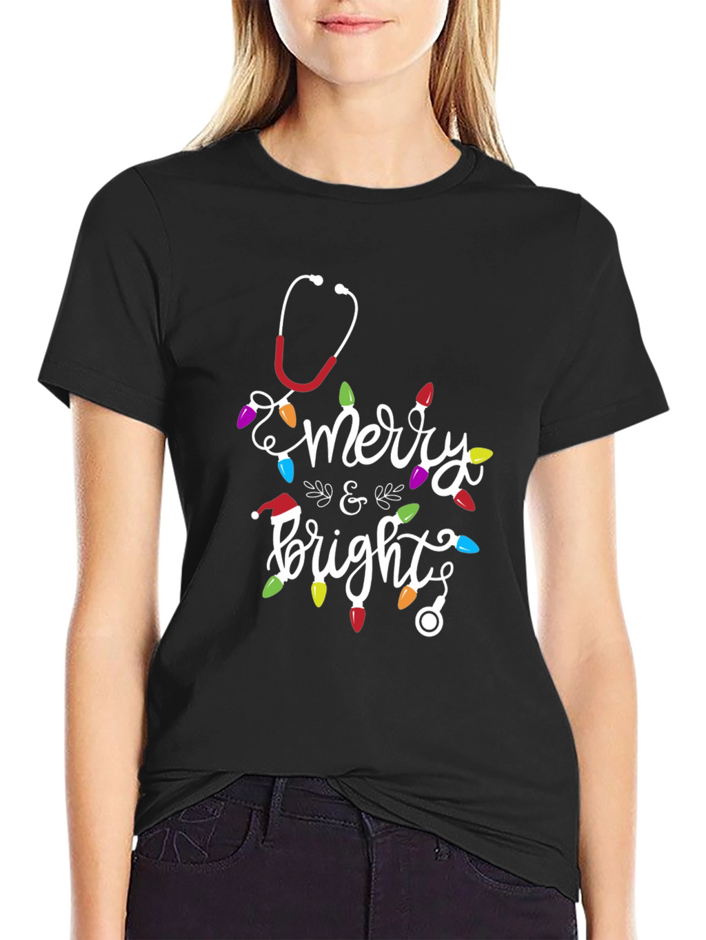 Merry & Bright Nurse Christmas T-Shirt