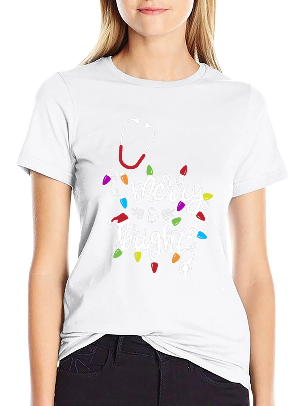 Merry & Bright Nurse Christmas T-Shirt