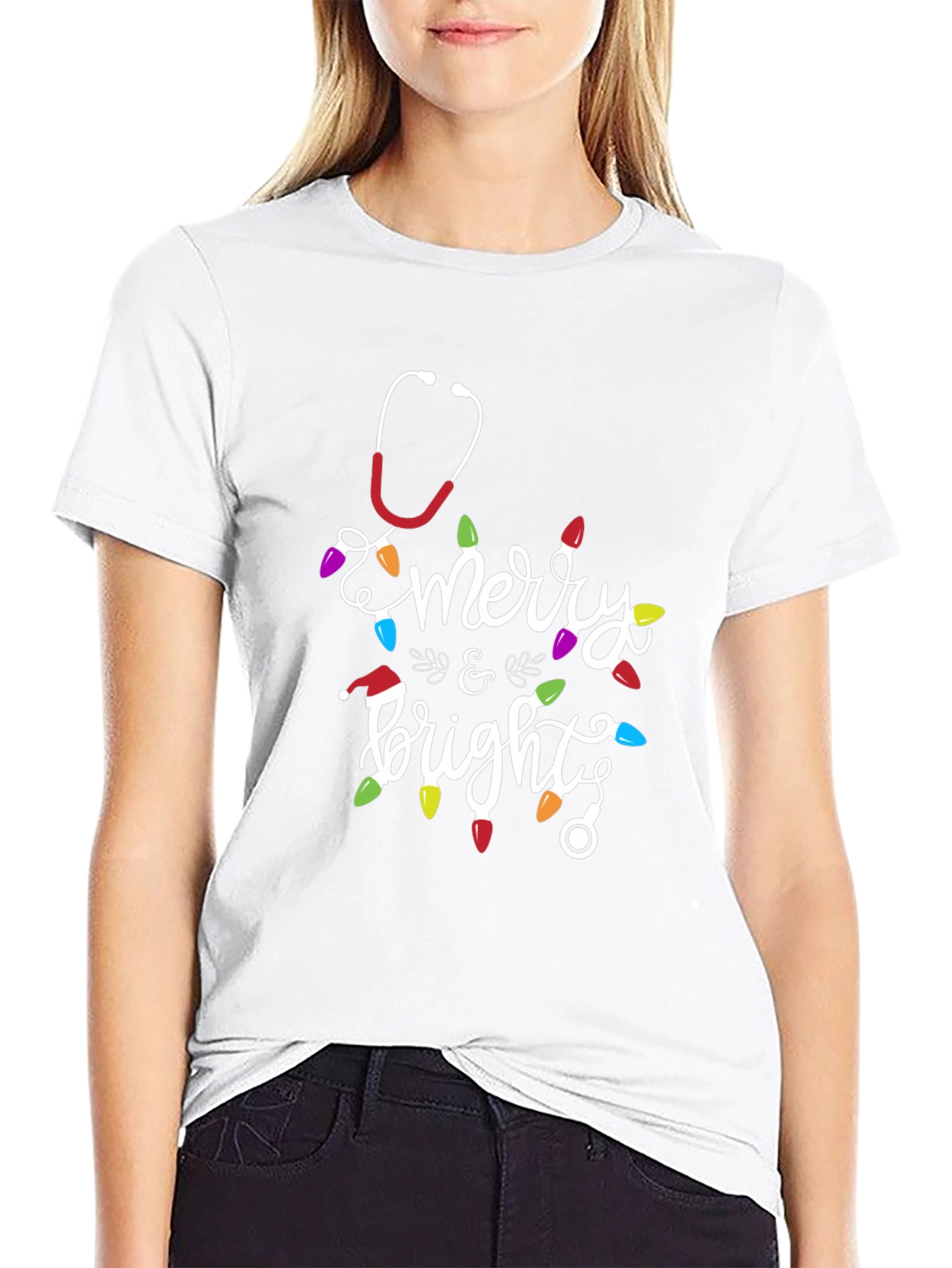 Merry & Bright Nurse Christmas T-Shirt