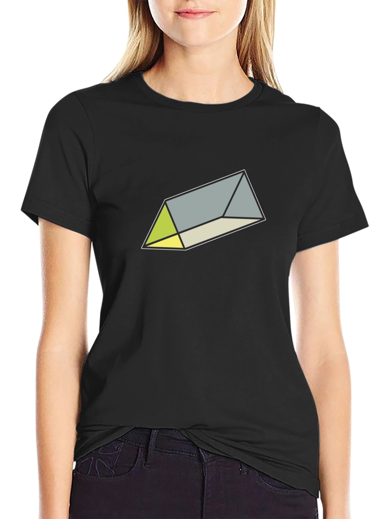 Geometric Prism Graphic Tee - Sleek Black T-Shirt