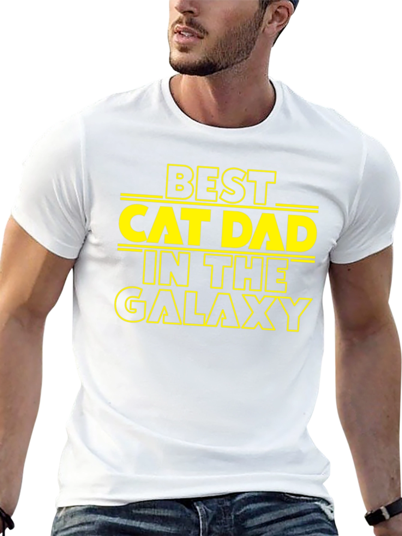 Best Cat Dad in the Galaxy Black T-Shirt