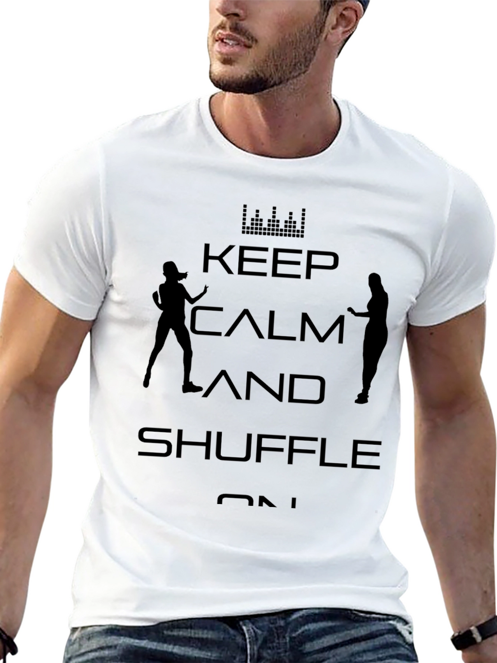 Keep Calm and Shuffle On - Black Graphic Tee