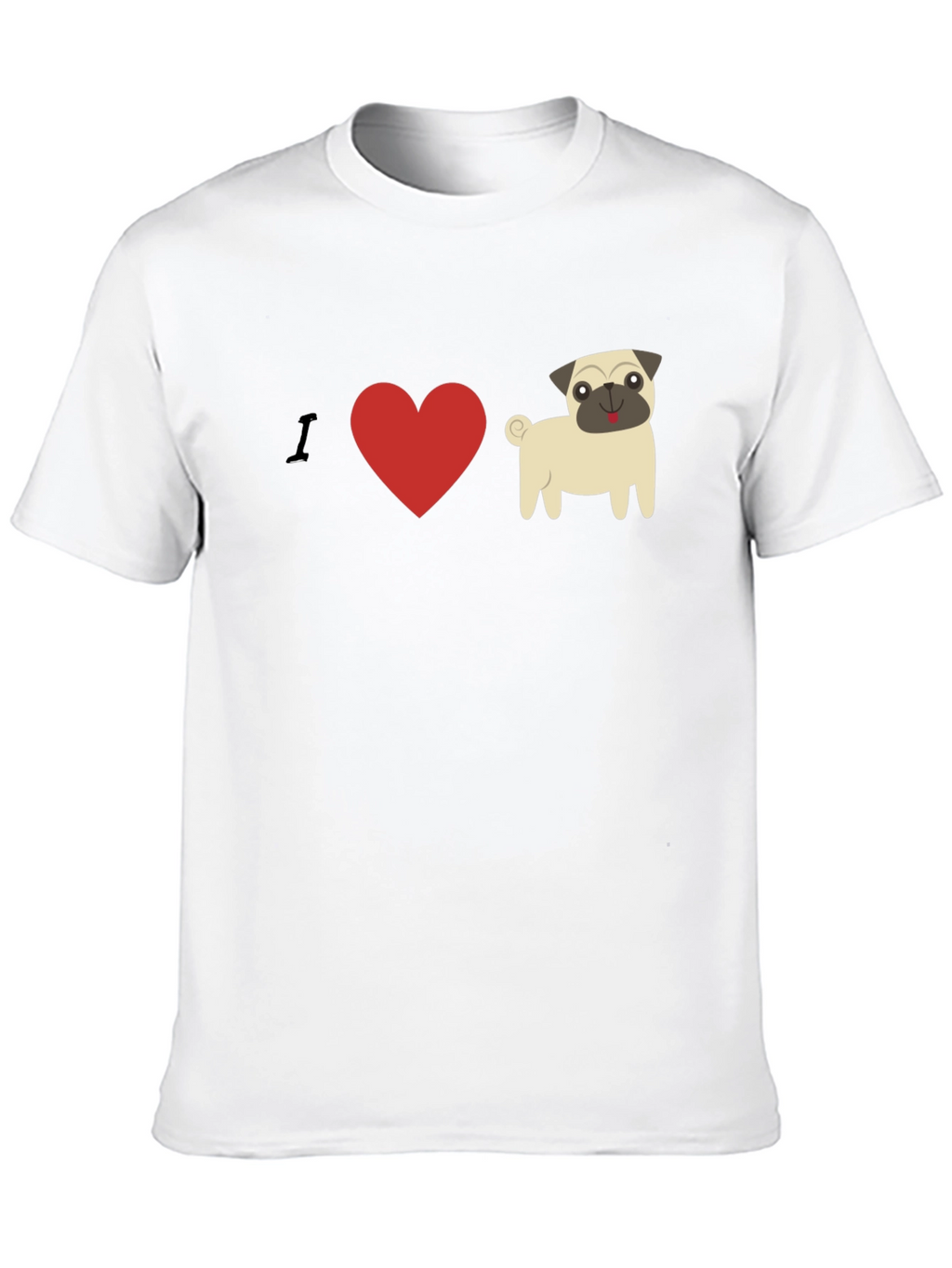 I Heart Pugs Graphic Tee - Mens Black T-Shirt