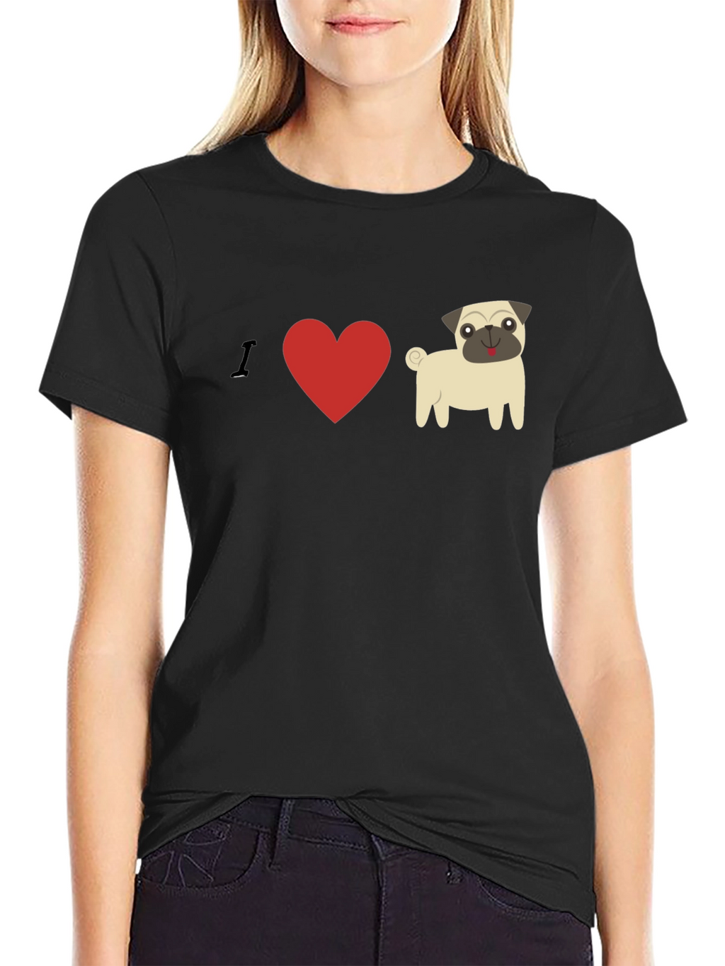 I Heart Pugs Graphic Tee - Mens Black T-Shirt