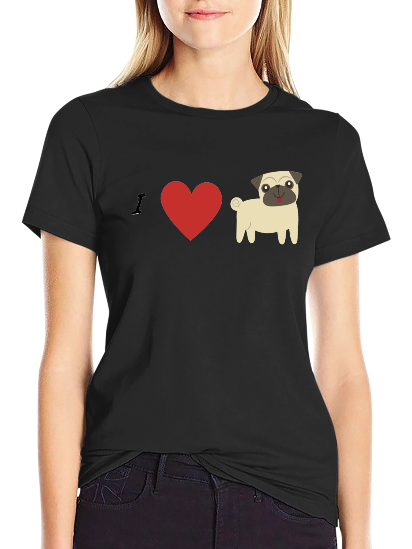 I Heart Pugs Graphic Tee - Mens Black T-Shirt
