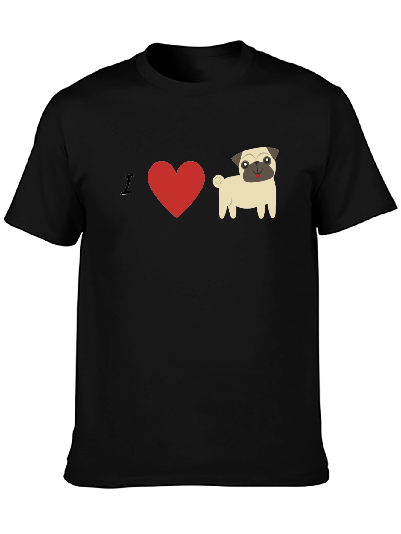 I Heart Pugs Graphic Tee - Mens Black T-Shirt