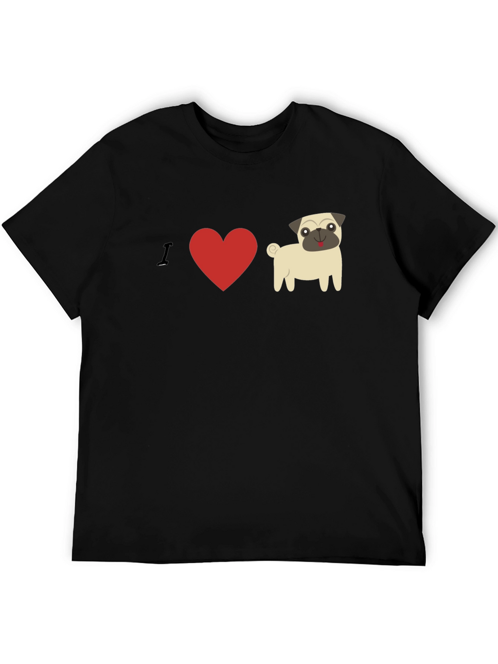 I Heart Pugs Graphic Tee - Mens Black T-Shirt