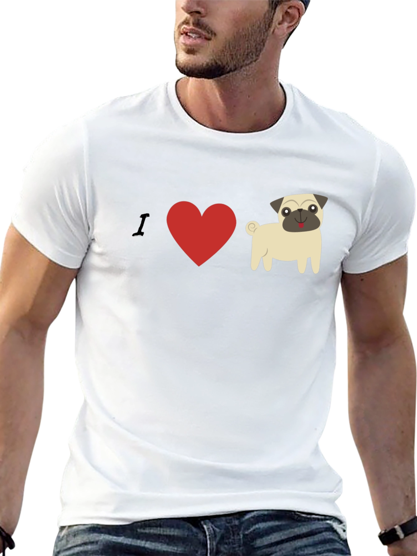 I Heart Pugs Graphic Tee - Mens Black T-Shirt