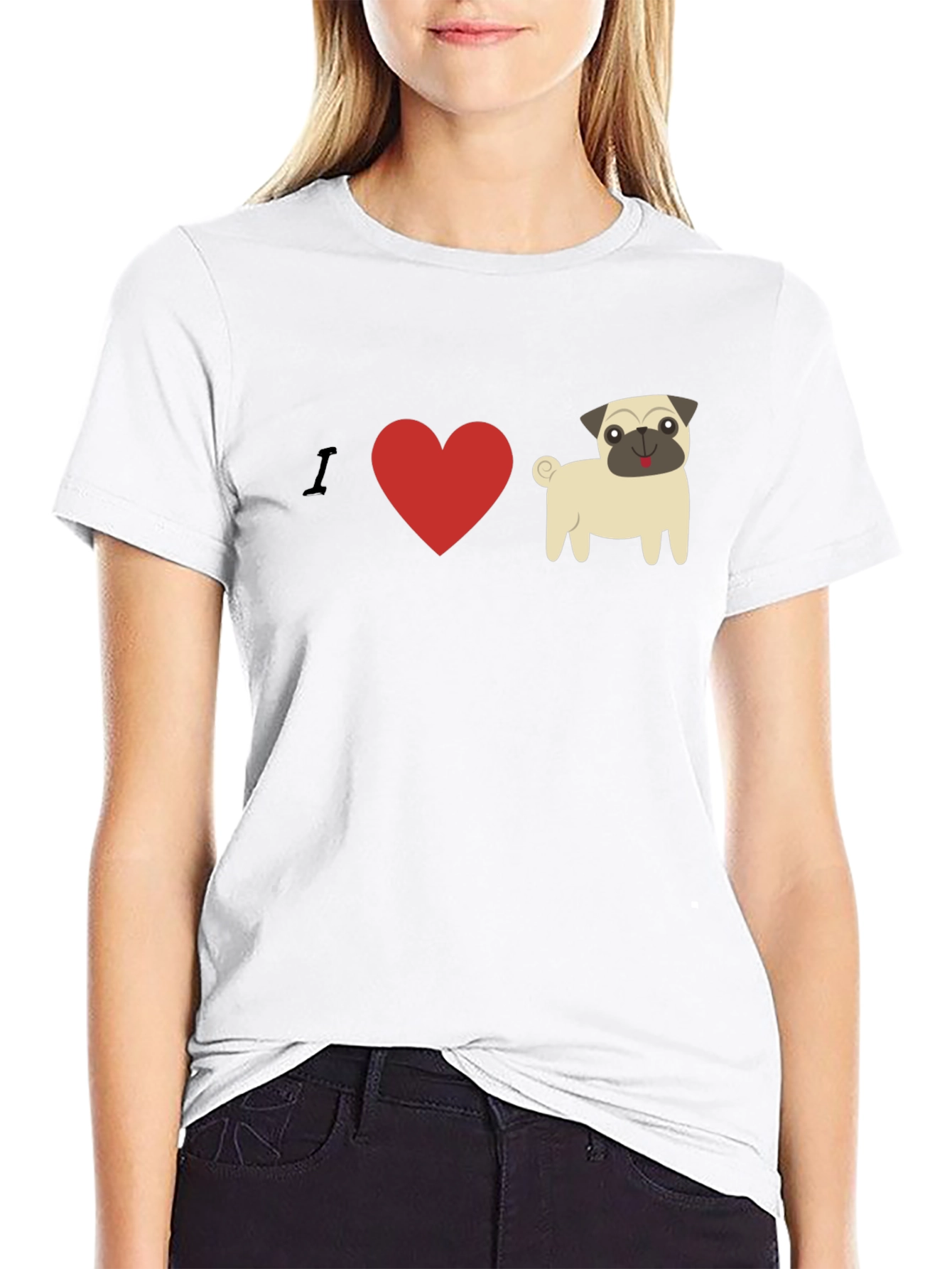 I Heart Pugs Graphic Tee - Mens Black T-Shirt