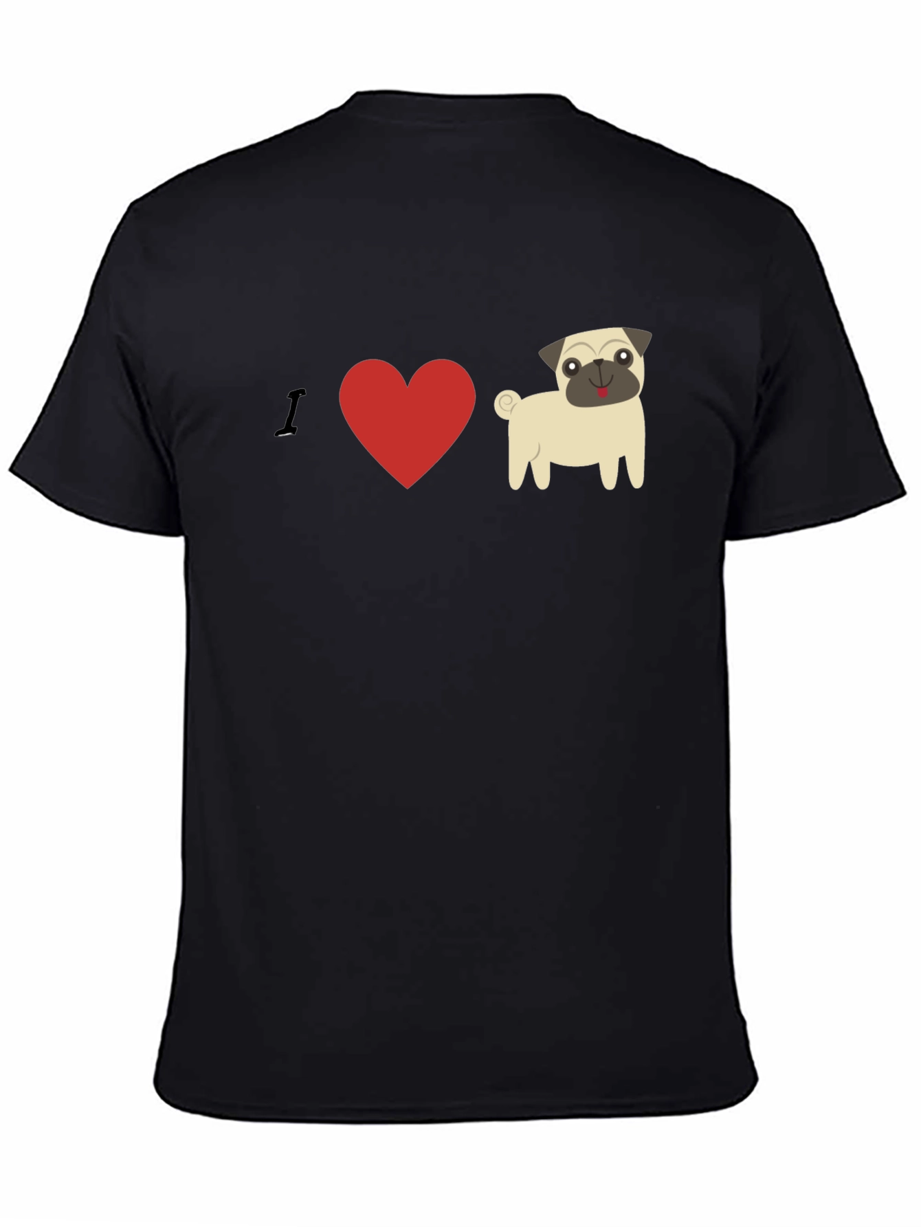 I Heart Pugs Graphic Tee - Mens Black T-Shirt