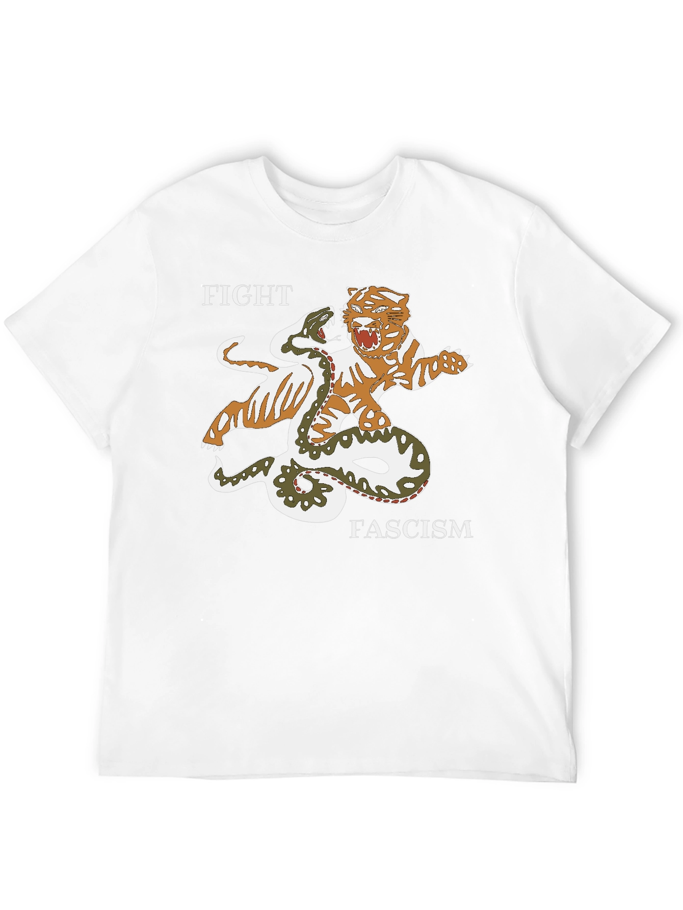 Fight Fascism Tiger vs Snake Graphic T-Shirt