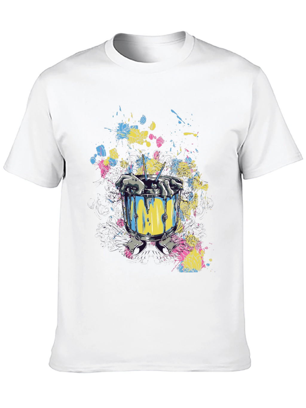 Drum Set Splatter Art Black T-Shirt