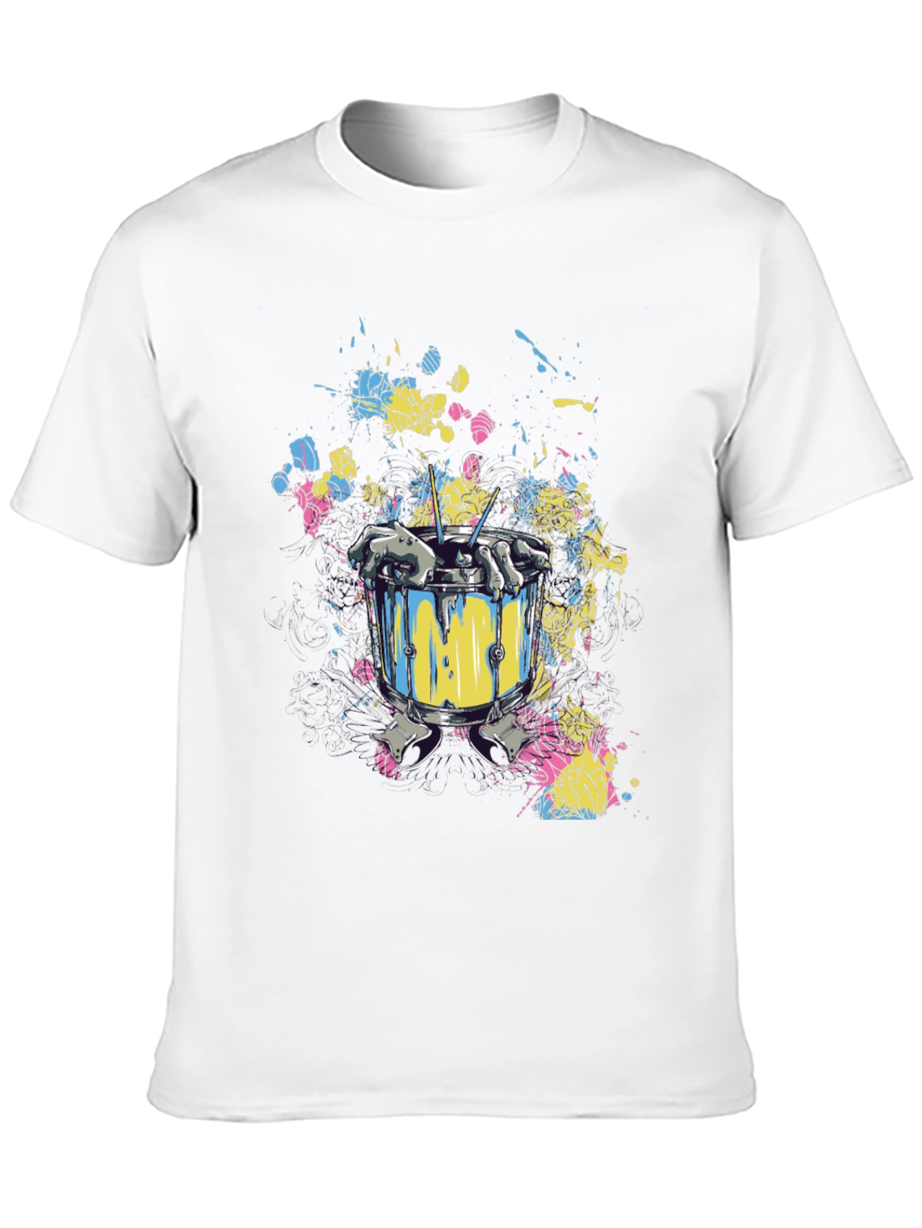 Drum Set Splatter Art Black T-Shirt