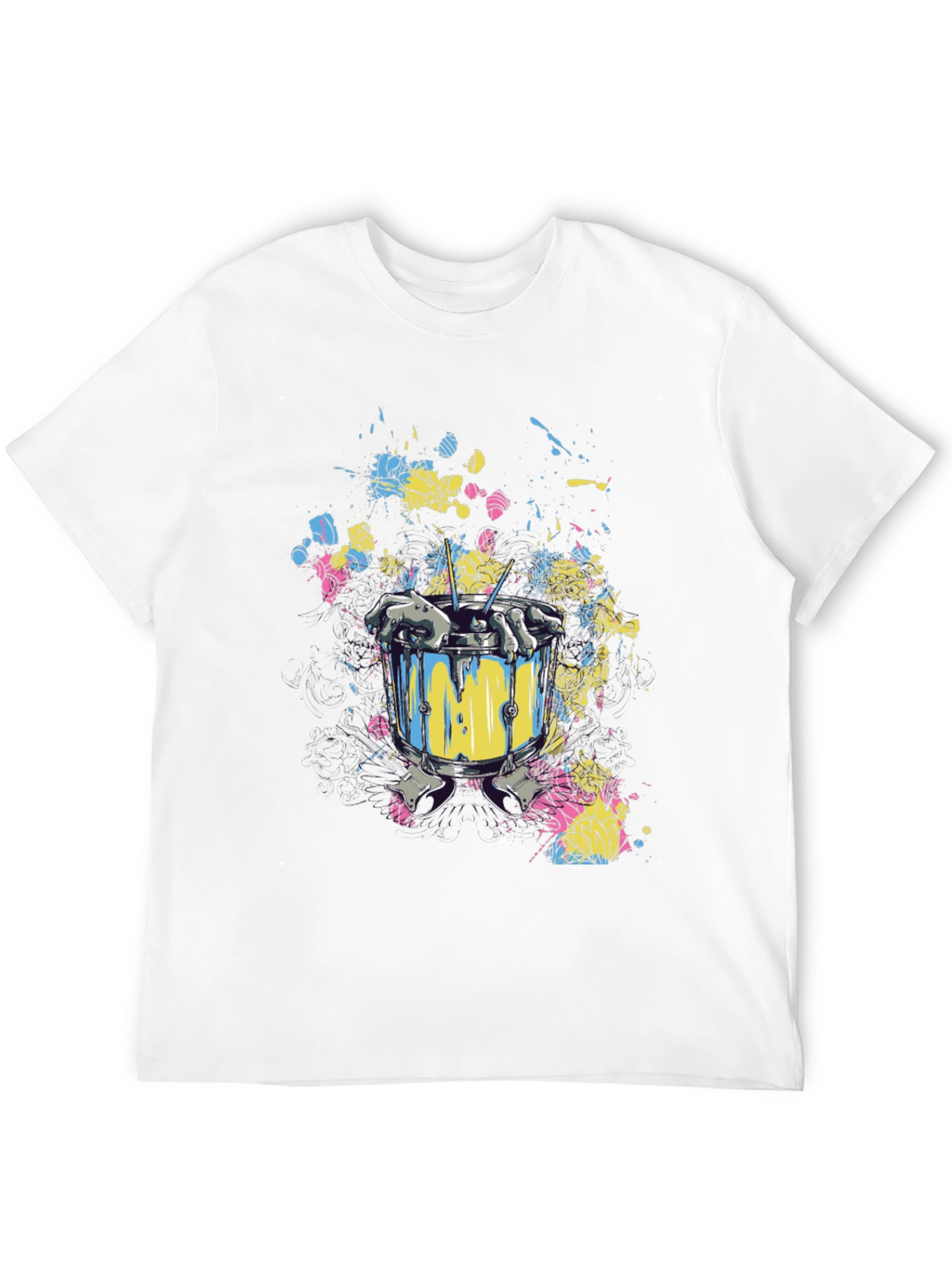 Drum Set Splatter Art Black T-Shirt