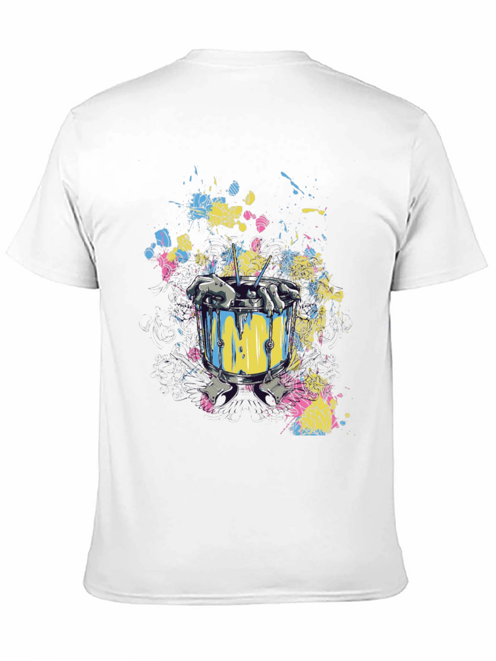 Drum Set Splatter Art Black T-Shirt