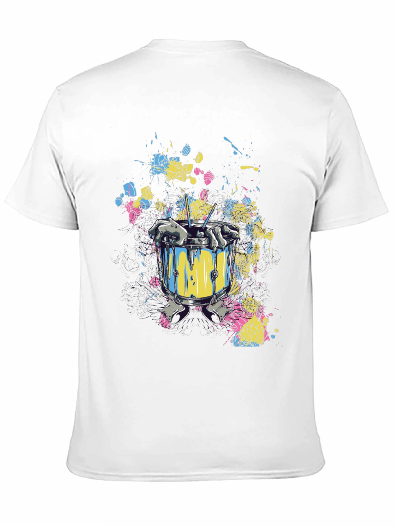 Drum Set Splatter Art Black T-Shirt