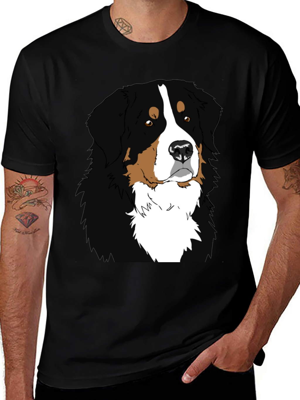 Bernese Mountain Dog Graphic Tee - Black