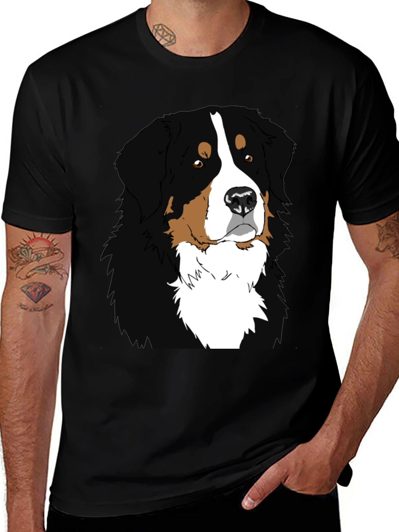 Bernese Mountain Dog Graphic Tee - Black