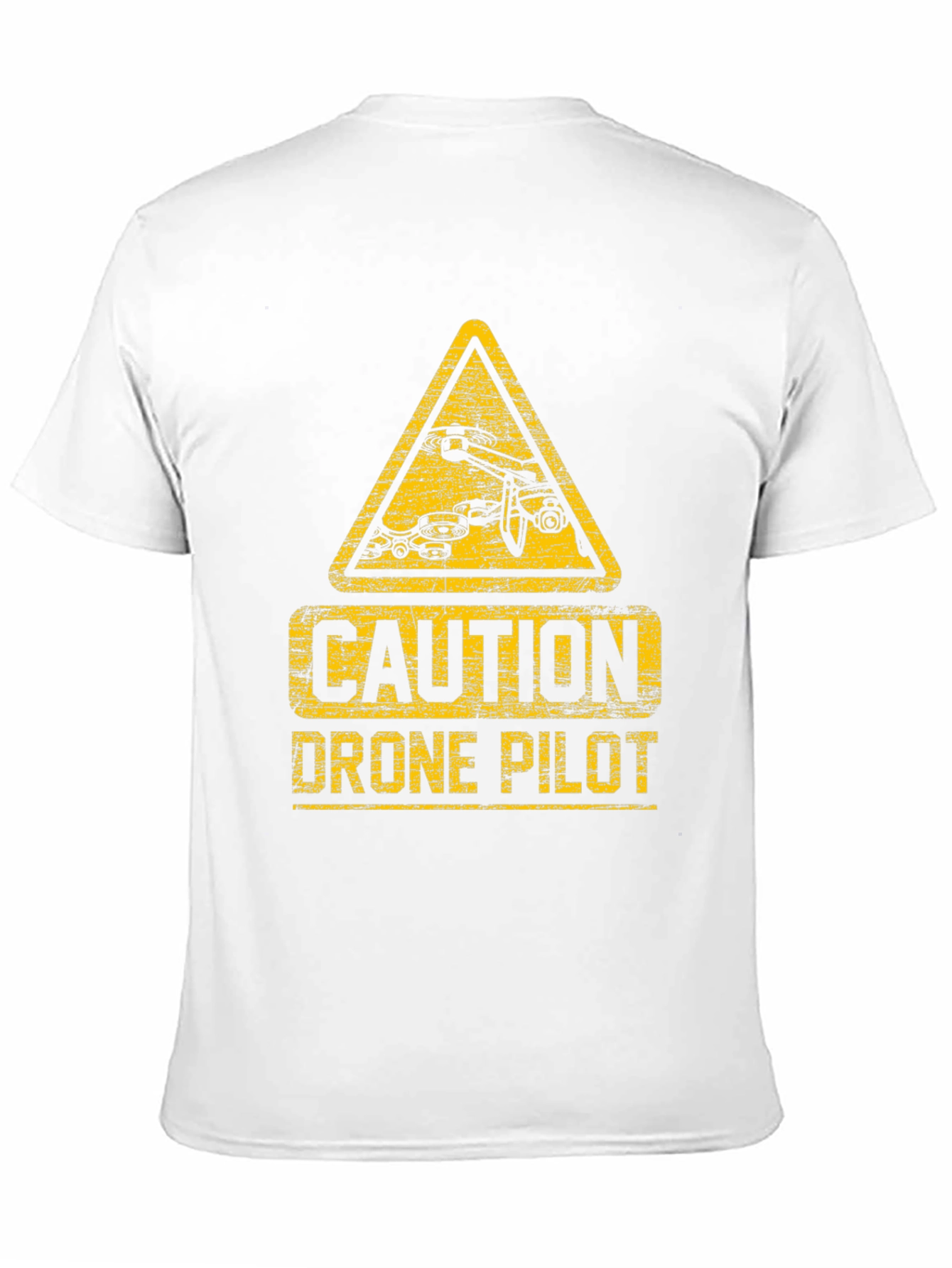 Caution Drone Pilot T-Shirt - Black Crew Neck