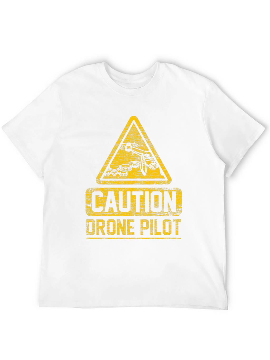 Caution Drone Pilot T-Shirt - Black Crew Neck